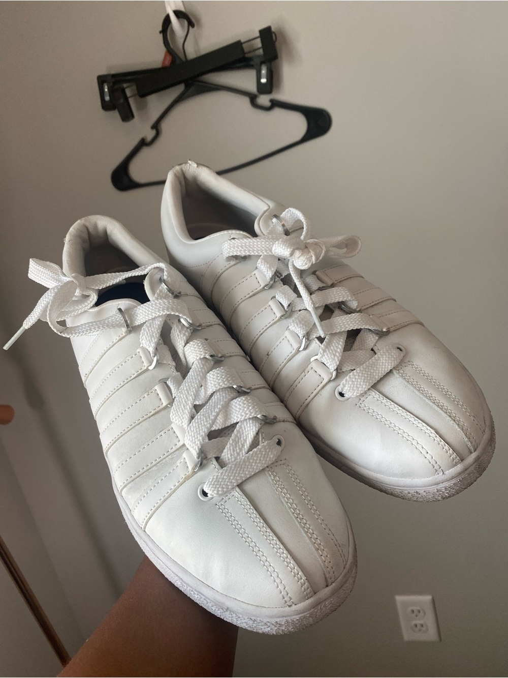 K-Swiss White Low-Profile Lace-Up Sneakers